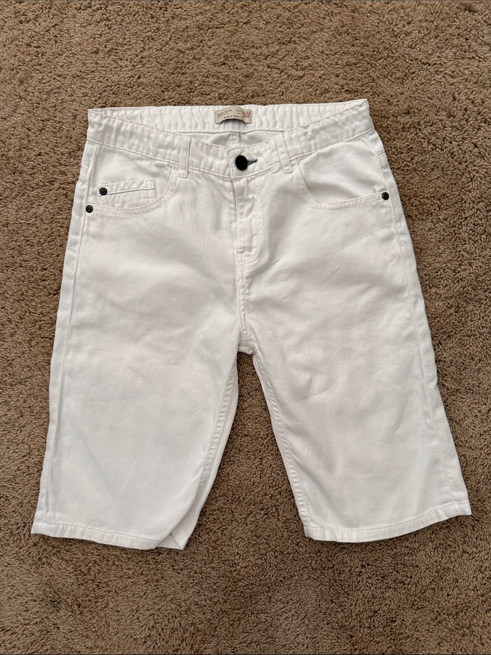 Zara White Denim-Style Kids Bermuda Shorts // Size 11/12